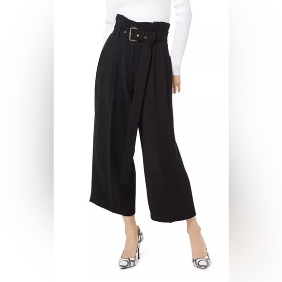 MICHAEL Michael Kors Pants - Michael Kors Paperbag-Waist Pleated Culottes black size 8
